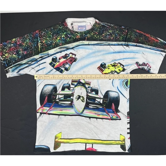 1993 Indy 500 Vintage T-Shirt Men’s Large All Over Print All Sport Tag USA - Picture 9 of 10